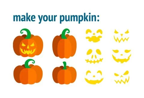 Template for Halloween pumpkin. Vector illustration for Halloween party. Illustrazione stock