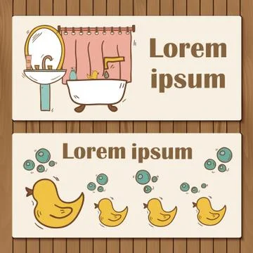 Template for hand drawn bathroom booklet or card Stock Illustration