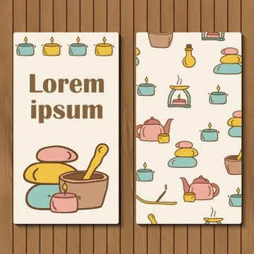 Template for hand drawn booklets on spa theme Stock Illustration
