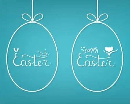 Template of Hanging Egg Form with Lettering Easter Sale. Vector. Stock Illustration