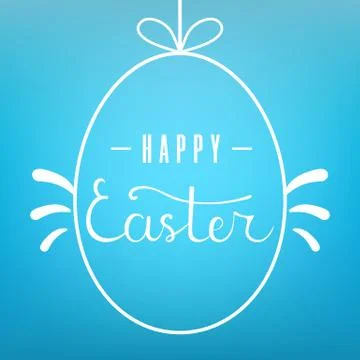 Template of Hanging Egg Form with Lettering Happy Easter. Vector illustration. Stock Illustration