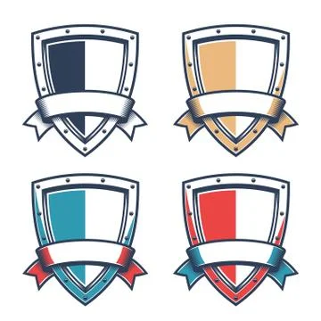 Template of heraldic logo with knight triangular shield Stock Illustration