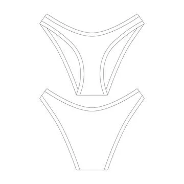 Template high cut bikini underwear vector illustration flat design outline .. Stock Illustration
