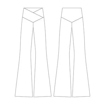 Template high waisted crossover flare legging Stock Illustration