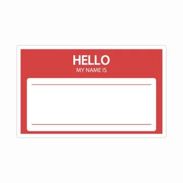 Template of identification card. Name tag blank sticker. Flat label "Hello, m 스톡 일러스트