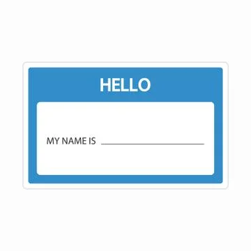 Template of identification card. Name tag blank sticker. Flat label "Hello, m Stock Illustration