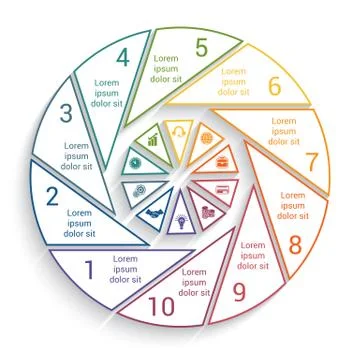 Template for info-grapchics  10 cyclic processes Stock Illustration
