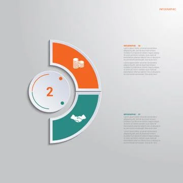 Template infographic 2 positions for text area. diagram with multicolored ele Stock Illustration