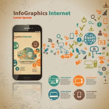 Template for infographic for cloud computer technology in vintage style Illustrazione stock