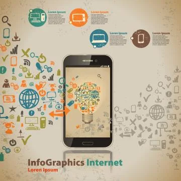 Template for infographic for cloud computer technology in vintage style Stock Illustration