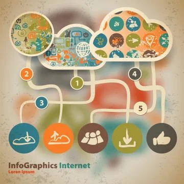 Template for infographic with content in the cloud blur background in vintage Stock Illustration