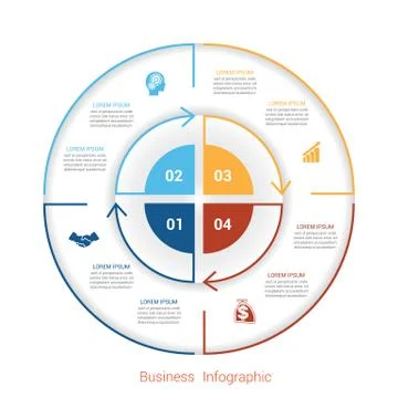 Template infographic four position form of circle parts Stock Illustration