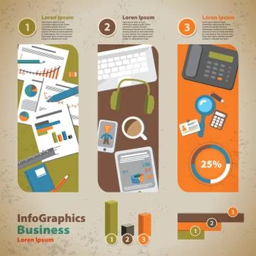 Template for infographic with graphics of the business process in vintage sty Illustrazione stock