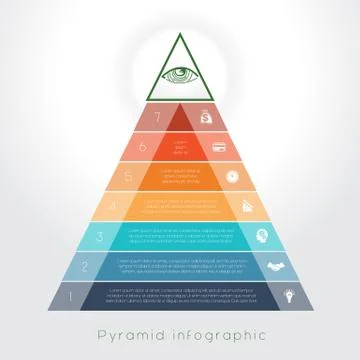Template Infographic pyramid for seven text area Stock Illustration