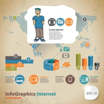 Template for infographic with statistics global hobbies Illustrazione stock