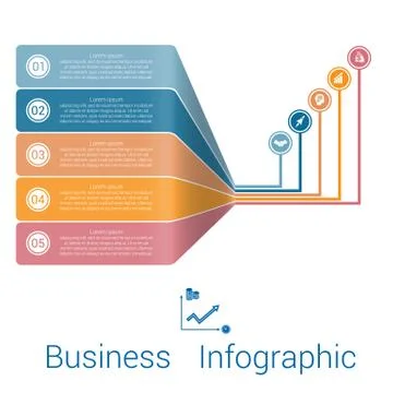 Template Infographic Strips Perspective five position. Stock Illustration