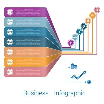 Template Infographic Strips Perspective seven position. Stock Illustration