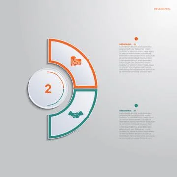 Template for infographics with 2 text area positions. diagram with multi-colo Stock Illustration