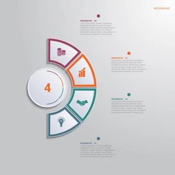 Template for infographics with 4 text area positions. diagram with multi-colo Stock Illustration