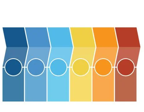 Template Infographics, arrows, columns, circles, design for Timeline 6 positi Stock Illustration