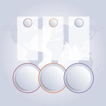 Template for Infographics. Bubble chart  3 positions on the world map, to use Stock Illustration