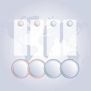 Template for Infographics. Bubble chart  4 positions on the world map, to use Stock Illustration