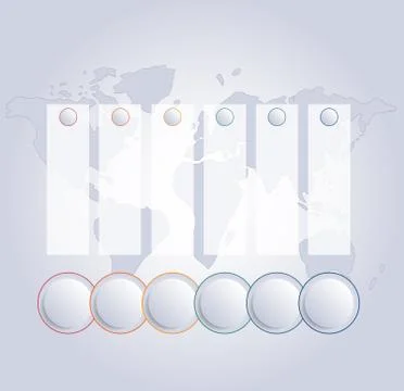 Template for Infographics. Bubble chart  6 positions on the world map, to use Stock Illustration