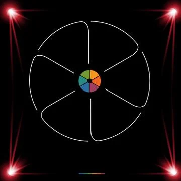 Template for Infographics Circle Lines 6 Positions dark background Illustrazione stock
