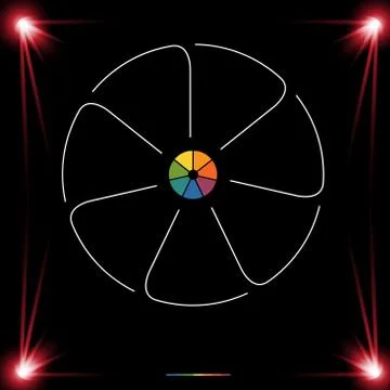 Template for Infographics Circle Lines 7 Positions dark background Stock Illustration