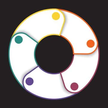 Template for infographics, colorfull pie chart from lines for 5 positions Illustrazione stock