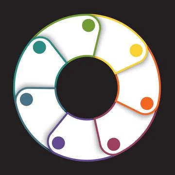 Template for infographics, colorfull pie chart from lines for 7 positions Stock Illustration