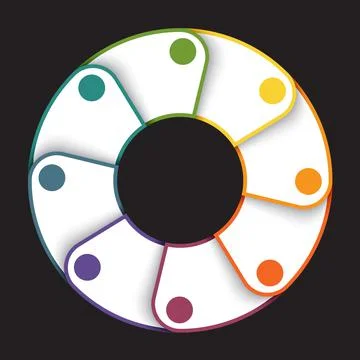 Template for infographics, colorfull pie chart from lines for 8 positions Stock Illustration