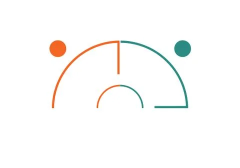 Template for infographics from colourful lines in shape Semicircle on two 2 p Stock Illustration