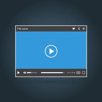 Template of interface of video player with icons Stock Illustration