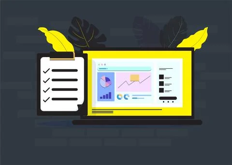 Template laptop sketch flat Stock Illustration