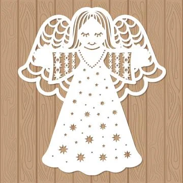 Template for laser cutting. Angel. Vector illustration. Stock Illustration