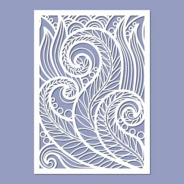 Template for laser cutting of any materials. Abstract leaves. Vector Stock Illustration