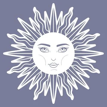 Template for laser cutting. Decorative element sun. Vector Stock Illustration