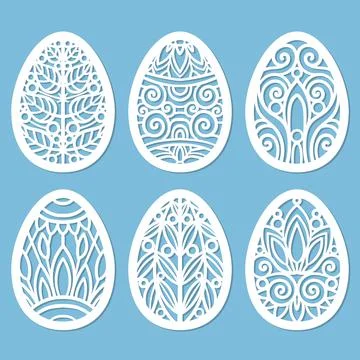 Template for laser cutting. Easter eggs. Vector Stock Illustration
