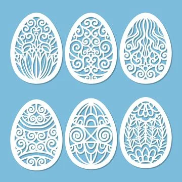 Template for laser cutting. Easter eggs. Vector Stock Illustration