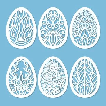 Template for laser cutting. Easter eggs. Vector Stock Illustration