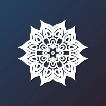 Template laser cutting mandala from paper, plywood, iron CNC silhouette ornam Stock Illustration