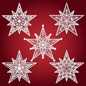 Template for laser cutting. Openwork Christmas star. Vector Stock Illustration