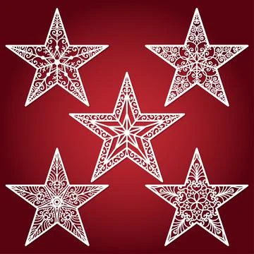 Template for laser cutting. Openwork Christmas star. Vector Stock Illustration