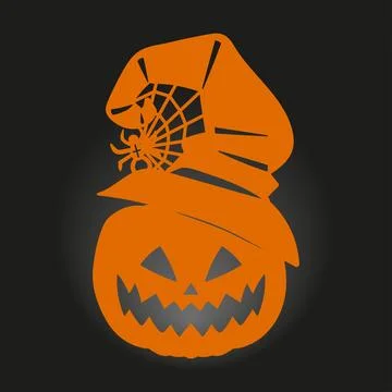 Template for laser cutting. Pumpkin Jack in a hat. Vector Stock Illustration