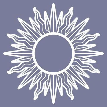 Template for laser cutting. Round frame with rays. Vector Stock Illustration
