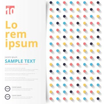 Template layout abstract striped 3D point circles dots colorful and shadow on Stock Illustration