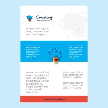 Template layout for Artificial intelligence on cloud comany profile ,annual r Illustrazione stock