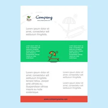 Template layout for Beach  comany profile ,annual report, presentations, leaf Illustrazione stock
