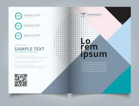 Template layout brochure geometric pattern trendy abstract background. Illustrazione stock